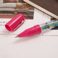 Dessin animé personnalisé mignon paillettes 3D flotteur en plastique éclairage LED stylo à bille liquide 1.0mm sport corps Logo impression cadeau publicitaire