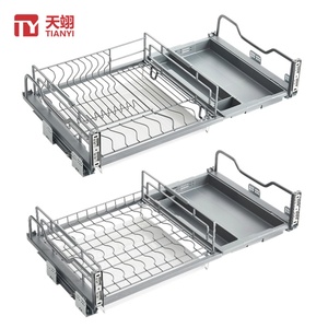Modern Craftsmanship Silver Stainless Steel Telescopic Adjustable Rust Proof Water Resistant Dish Storage Drawers Kitchen Basket - Product Image 1