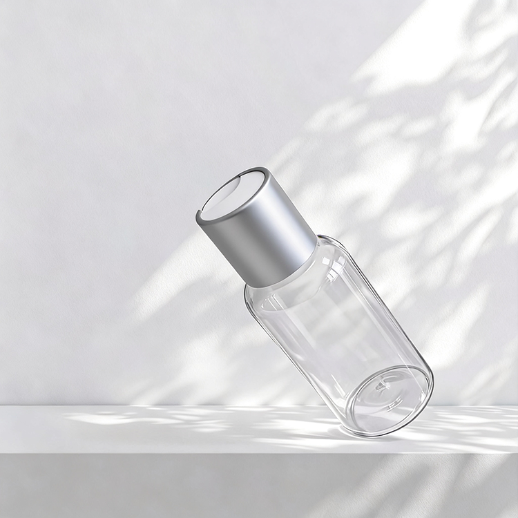 Transparent bottle+Matte silver with white cap