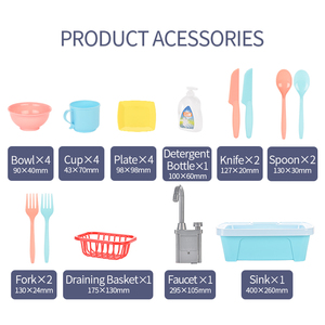 Ensemble de cuisine en plastique pour enfants, jeu de simulation, robinet réel, jouet de lavage, jeu de rôle, évier électrique jouet - Product Image 6