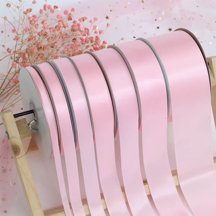 Factory Custom WidePink Color Factory Single Faced 100% Polyester 196 Colors 1/2 Inch 13mm Satin Ribbon