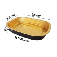 Caja Rectangular Negra Dorada de Aluminio para Alimentos, Desechable, Ecológica