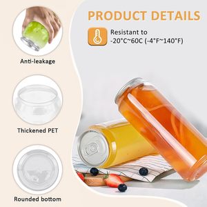 Durable 250ml 300ml 350ml 400ml 500ml plástico PET bebida lata portátil con tapa de fácil apertura para envasar alimentos leche Soda - Product Image 3