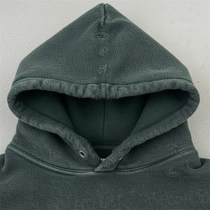 2025 impression personnalisée Logo polaire pull lourd Vintage lavé à l'acide en détresse Boxy sweat à capuche pour hommes hiver coupe ample - Product Image 2