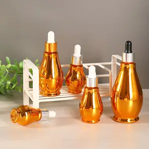 100ml 10ml 20ml 30ml 50ml 100ml Unique Factory Gourd 50ml Cosmetic Essential Oil Perfume Gold Serum Dropper Bottles