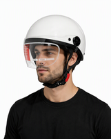 Nouveau casque de moto blanc demi-face avec visière HD - Coque légère en ABS, doublure en mousse, casque ouvert pour scooter pour hommes et femmes