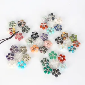Wholesale High Quality Crystal 5 Beads Wire Wrap Crystal Pendant For Decoration