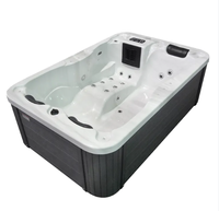 Bain à remous autoportant rectangulaire moderne pour 3 personnes avec fonction de massage et drain