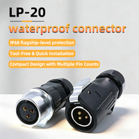 Connecteur à verrouillage rapide LP20, étanche IP68, 2, 3, 4, 5 broches, prise d'alimentation aviation 20A, affichage LED M20, éclairage extérieur