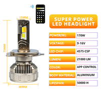 Kit de phares LED CAROLYN H7 H18 contrôlés par application smartphone, 130W 40000LM, refroidissement par ventilateur turbo, boîtier en aluminium, faisceau clair 6000K
