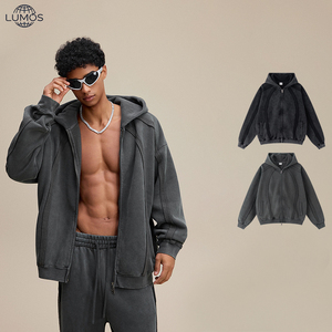 Sudadera con capucha y cremallera para <span class=keywords><strong>hombre</strong></span>, personalizada con gráficos, de algodón grueso (50%), holgada, tallas grandes, venta al por mayor - Product Image 3