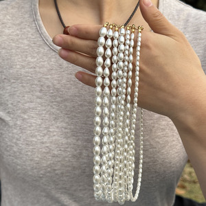 Collar de Perlas de 3mm 4mm 6mm 7mm, 18 20 22 24 26 28 Pulgadas, Perlas Redondas Tipo Arroz, Regalo para Ella, Collar de Novia, Día de San Valentín - Product Image 5