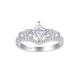 Proveedor Mayorista de Joyería Personalizada de Fábrica, Anillo de Plata de Ley 925 con Zirconia en Forma de Cometa para Mujer, Bañado en Rodio, para Fiesta de Compromiso - Product Image 1