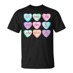 Camiseta Skibidi del Día de San Valentín Rizz No Cap para hombres y mujeres, camiseta unisex con diseño de moda - Product Image 1