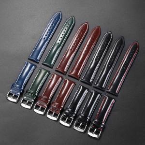 Lionorm produk baru lilin minyak kulit asli tali jam sabuk kulit lepas cepat jahitan kulit sapi Glossy tali jam kulit asli - Product Image 2