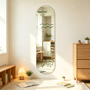 <span class=keywords><strong>Miroir</strong></span> mural pleine longueur en acrylique imprimé UV personnalisé, sans cadre, auto-adhésif, pour la décoration murale de la chambre à coucher - Product Image 1