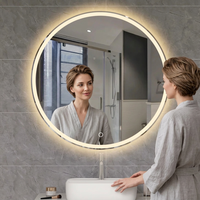 Miroir intelligent de salle de bain rond à LED avec écran tactile anti-buée, cadre mural moderne, étanche