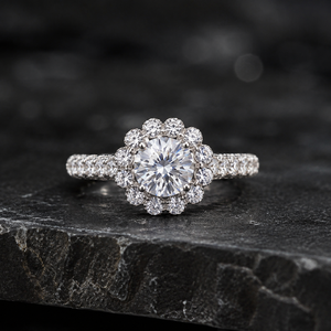 Anello con zirconi floreali scintillanti per donna, gioielli da dito dolci ed eleganti - Product Image 4