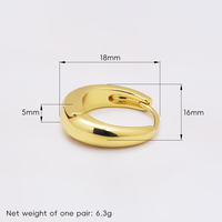 Boucles d'oreilles créoles ovales épaisses minimalistes à clipser, lisses et polies, plaquées or 18 carats, pour femme, empilables, bijoux d'oreille tendance pour le quotidien