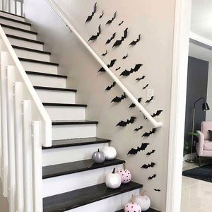 28/60 Piezas de Decoraciones de Murciélagos de Halloween, Adhesivos de Murciélagos para Pared, Calcomanías de PVC 3D, Adhesivos de Murciélagos Aterradoras para Fiestas de Halloween - Product Image 4