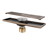 HIDEEP 300x82mm Siphon de sol moderne en cuivre antique anti-odeur pour salle de bain, hôtel, cuisine