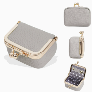 Custom Logo Genuine Leather Elegant <b>Ring</b> Jewelry Box Kiss Lock Mini Coin Purse Portable Travel <b>Storage</b> Bag Fabric - Product Image 5