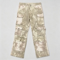 Pantalon cargo en denim délavé coupe décontractée pour homme SOONREE avec plusieurs poches à rabat pour tenues décontractées et streetwear urbain