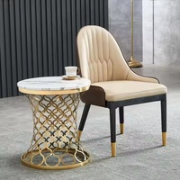Table basse et table d'appoint en acier inoxydable doré avec plateau en marbre, meubles de salon pour la maison, pour utilisation avec un canapé