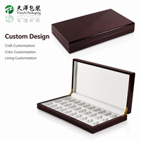 Boîte de rangement pour échantillons de parfum en bois brillant foncé personnalisée, multi-compartiments, couvercle rabattable, doublure colorée artisanale, gravure de logo personnalisée