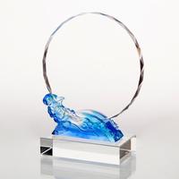 Trophée en cristal de verre en forme de nuage, nouveau design, vente en gros, avec impression laser et UV, plaque personnalisée pour souvenir d'entreprise