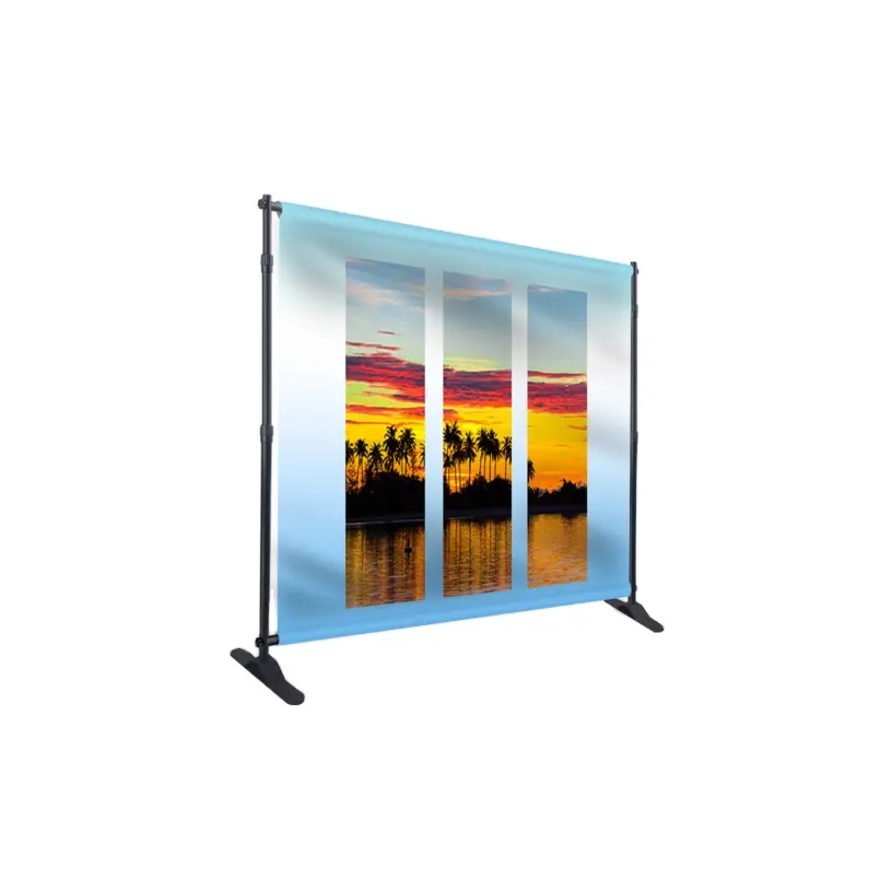 Adjustable pole banner display 8x8ft backdrop banner media wall stand for event