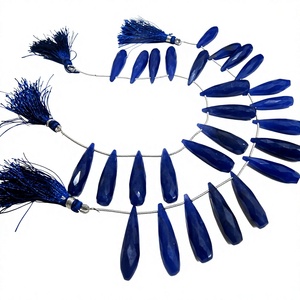 Collier de perles facettées en saphir bleu, forme goutte d'eau, 8 pouces de long - Product Image 1