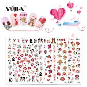Hot 3D Saint Valentine' s Day design nail art stickers for nail decoration with 10 designs available