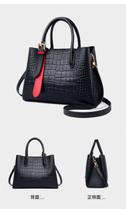 กระเป๋าถือหนังจระเข้แท้แฟชั่นใหม่สำหรับผู้หญิงความจุขนาดใหญ่กระเป๋าสะพายข้างสีทึบของผู้หญิงทันสมัย - Product Image 5