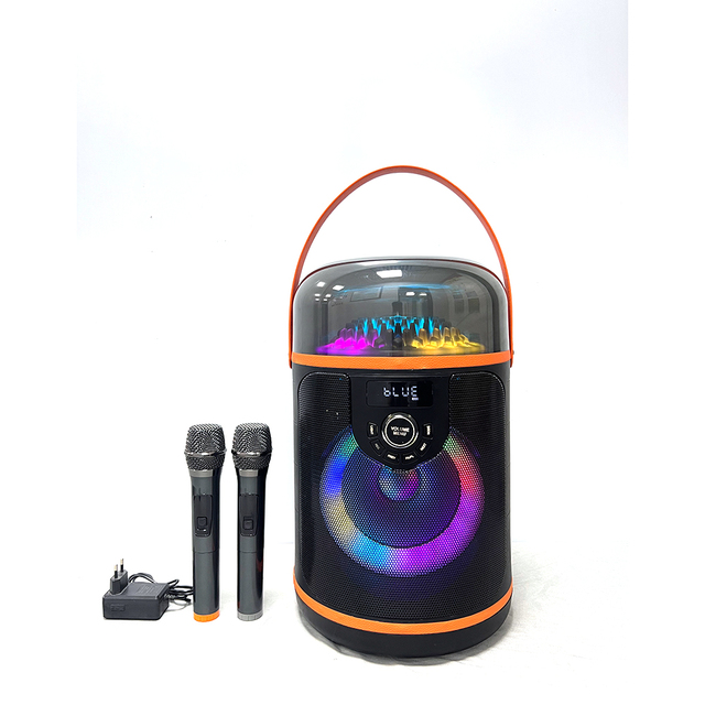 8-inch Party Speaker Portable 50W Home Karaoke Wireless Mic Remote LED RGB Light Strip BT FM USB/AUX/XLR Battery Powered Plastic