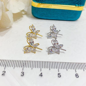 Accessoires en argent S925 pour la création de bijoux, perles de 7 à 10 mm, boucles d'oreilles à clous papillon avec plateau vide, bijoux tendance 20940 - Product Image 3