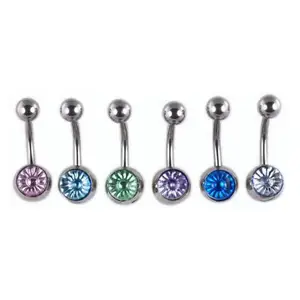 Tiger Eye Belly Rings Body Jewelry Belly Button 316L Stainless Steel Barbells Dangle head Navel Piercing Rings
