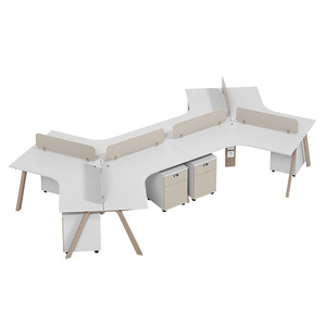 Bureau de travail modulaire à 120 degrés, extensible, table d'<span class=keywords><strong>ordinateur</strong></span> en nid d'abeille pour 3 à 6 personnes avec <span class=keywords><strong>armoire</strong></span> - Product Image 2