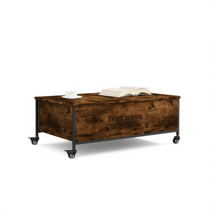 Table basse en chêne fumé avec roulettes 35,8x21,7x13,4 Meubles de salon rustiques - Product Image 1