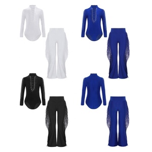 ชุดแสดงเต้นรำลาตินสำหรับเด็กผู้ชายอายุ 6-16 ปี ชุดเลโอตาร์ดพร้อมกางเกงขาบานสำหรับการแสดงบนเวทีและการแข่งขันเต้นรำ - Product Image 2