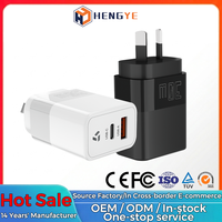 Chargeur mural de voyage avec lumière LED, prise AU, 30W, 2 ports USB Type C, PD QC 3.0, charge rapide, OEM ODM