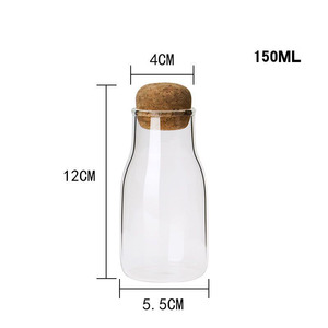 5oz storage glass jar borosilicate glass with cork top lid supplier