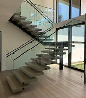YL METAL Escalier Intérieur Droit ou Hélicoïdal Sur Mesure en Acier Inoxydable Avec Marches en Bois et Garde-Corps en Verre