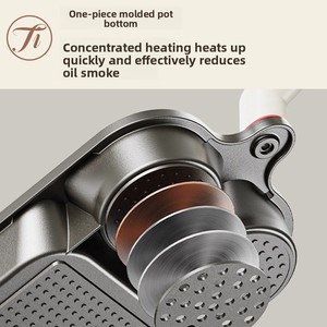 Aluminum Alloy Square 3-in-1 Non-Stick Frying <b>Pan</b> Breakfast <b>Pan</b> for Eggs and Egg Burgers Thickened Deepened Black Gold Skillet - Product Image 2