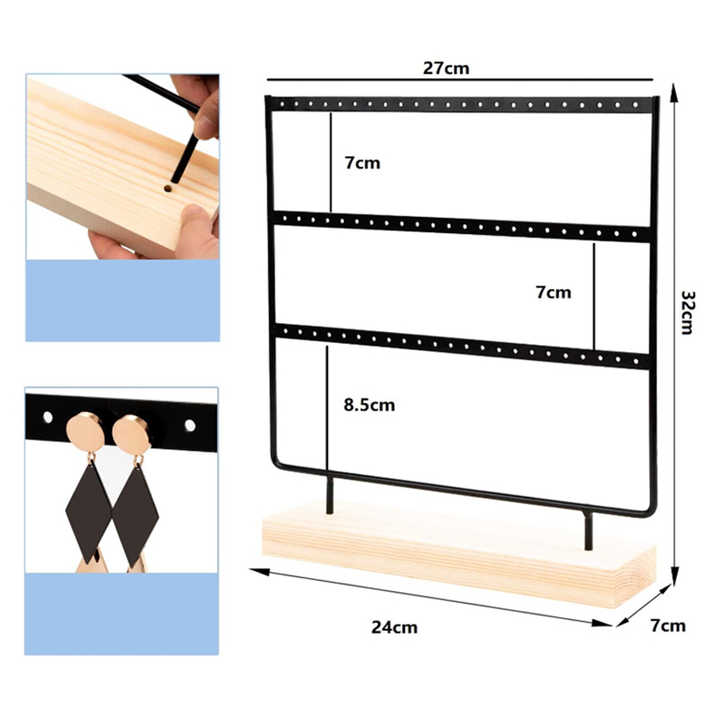 Exquisite Earring Rack Metal Wood Iron PC Material Stand Installation ...