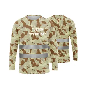 Chemises à manches longues de sécurité réfléchissantes camouflage hawaïen High Viz pour la randonnée cyclisme chasse