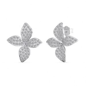 Pendientes de Plata de Ley con Circonita Cúbica 5A, Diseño de Flor y Mariposa, de Dylam Dainty, Nueva Tendencia en Joyería, para Uso Diario de Mujeres - Product Image 1