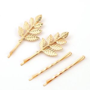 Pince à cheveux en feuille d'or rose 12 cm, pince latérale en métal pour femme, usage quotidien - Product Image 1