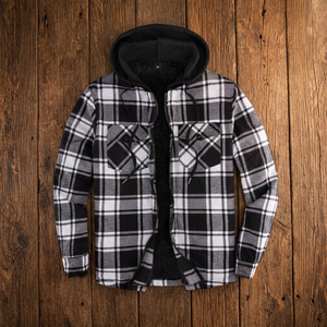 Men's Plaid Hooded <b>Fleece</b> <b>Jacket</b> <b>With</b> Sherpa <b>Lining</b> Zip Front Casual Winter Outerwear - Product Image 2