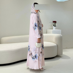 Nouvelle Collection 2026 : Magnifique Abaya Modeste pour Femme, <span class=keywords><strong>Robe</strong></span> Musulmane Imprimée Florale Ouverte sur le Devant et Hijab en Chiffon Imprimé – Ensemble 2 Pièces - Product Image 5